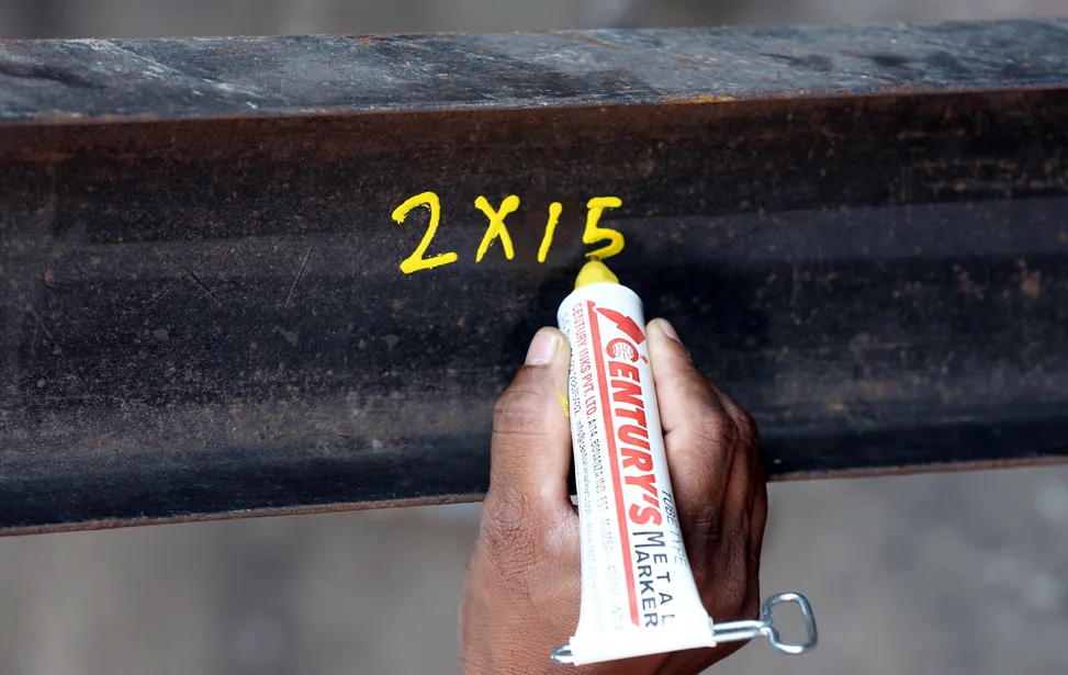 Century's Metal Marker in use on a steel beam